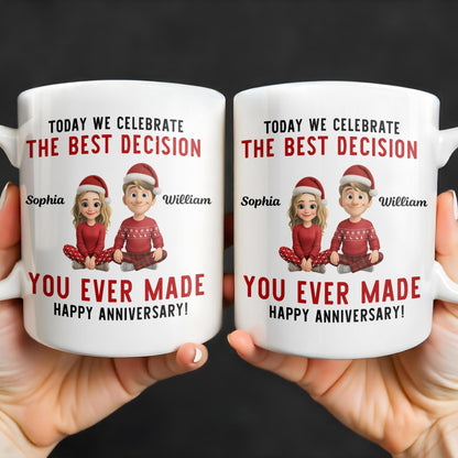 Celebrate The Best Decision, Happy Anniversary With Santa Hats - Personalized Custom Coffee Mug - CPL660_MG