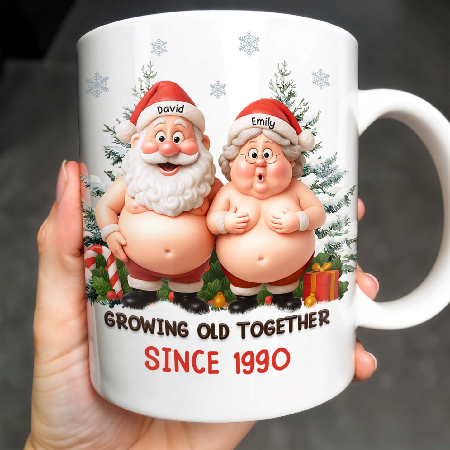 Growing Old Together Santa Claus Christmas Design - Personalized Custom Coffee Mug - CPL798_MG