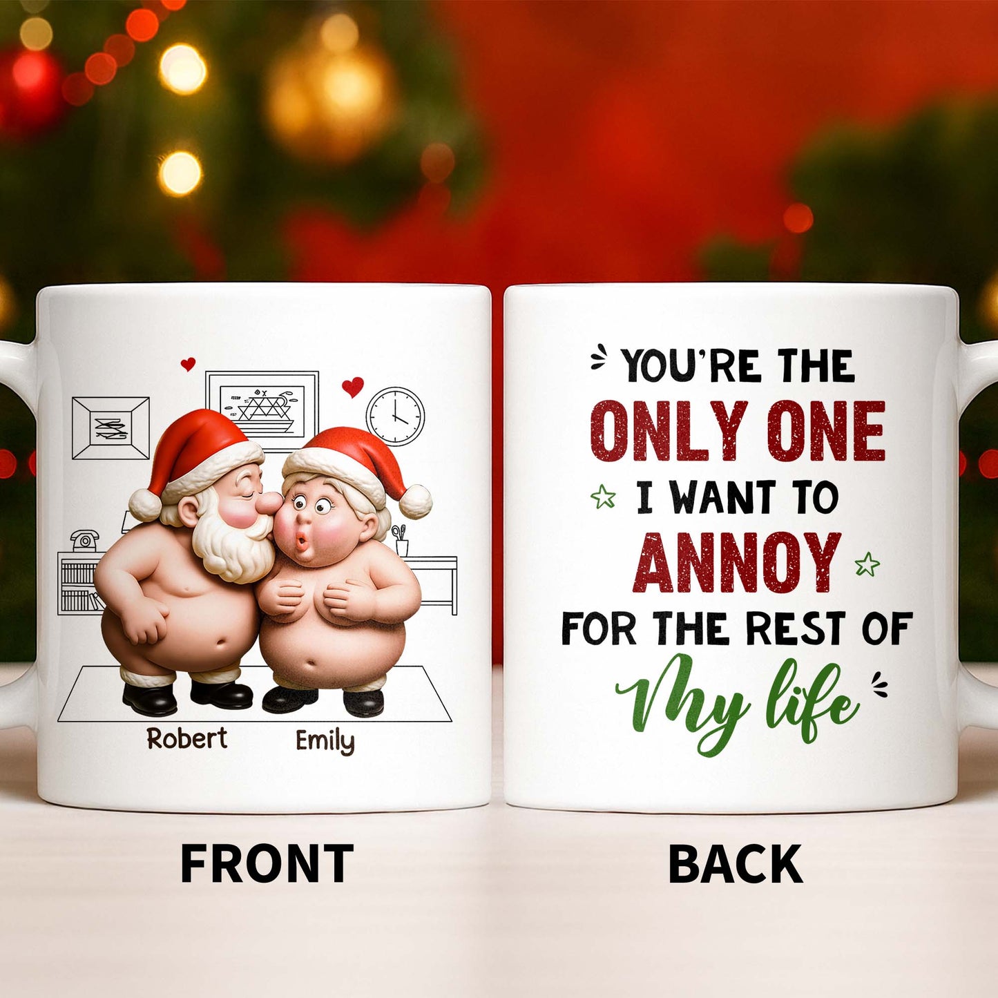 To My Wonderful Wife Merry Christmas With All My Love Santa And Elf - Personalized Custom Coffee Mug - CPL863_MG