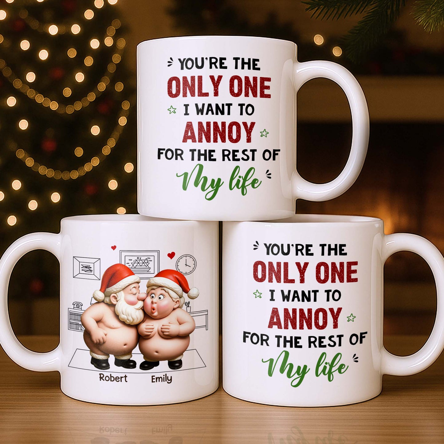 To My Wonderful Wife Merry Christmas With All My Love Santa And Elf - Personalized Custom Coffee Mug - CPL863_MG