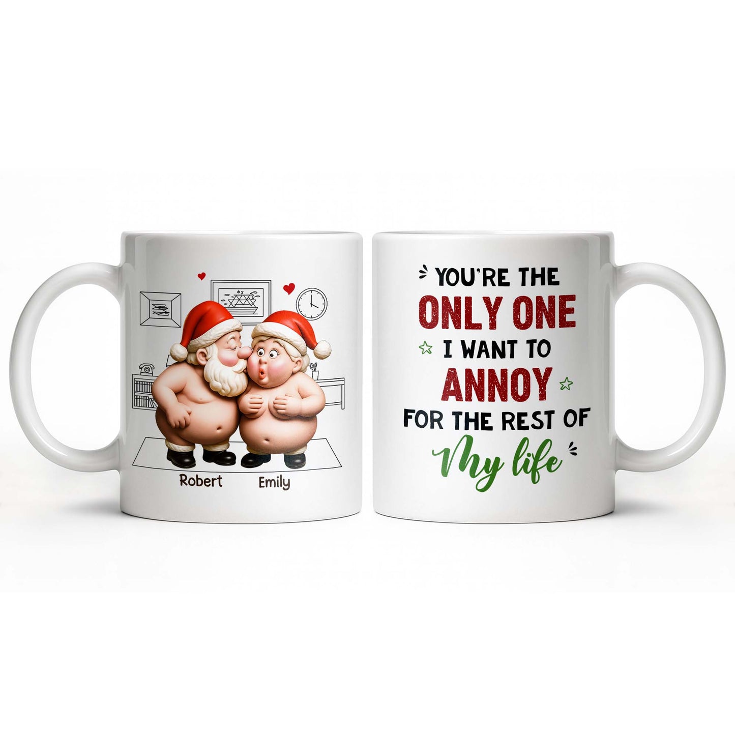 To My Wonderful Wife Merry Christmas With All My Love Santa And Elf - Personalized Custom Coffee Mug - CPL863_MG