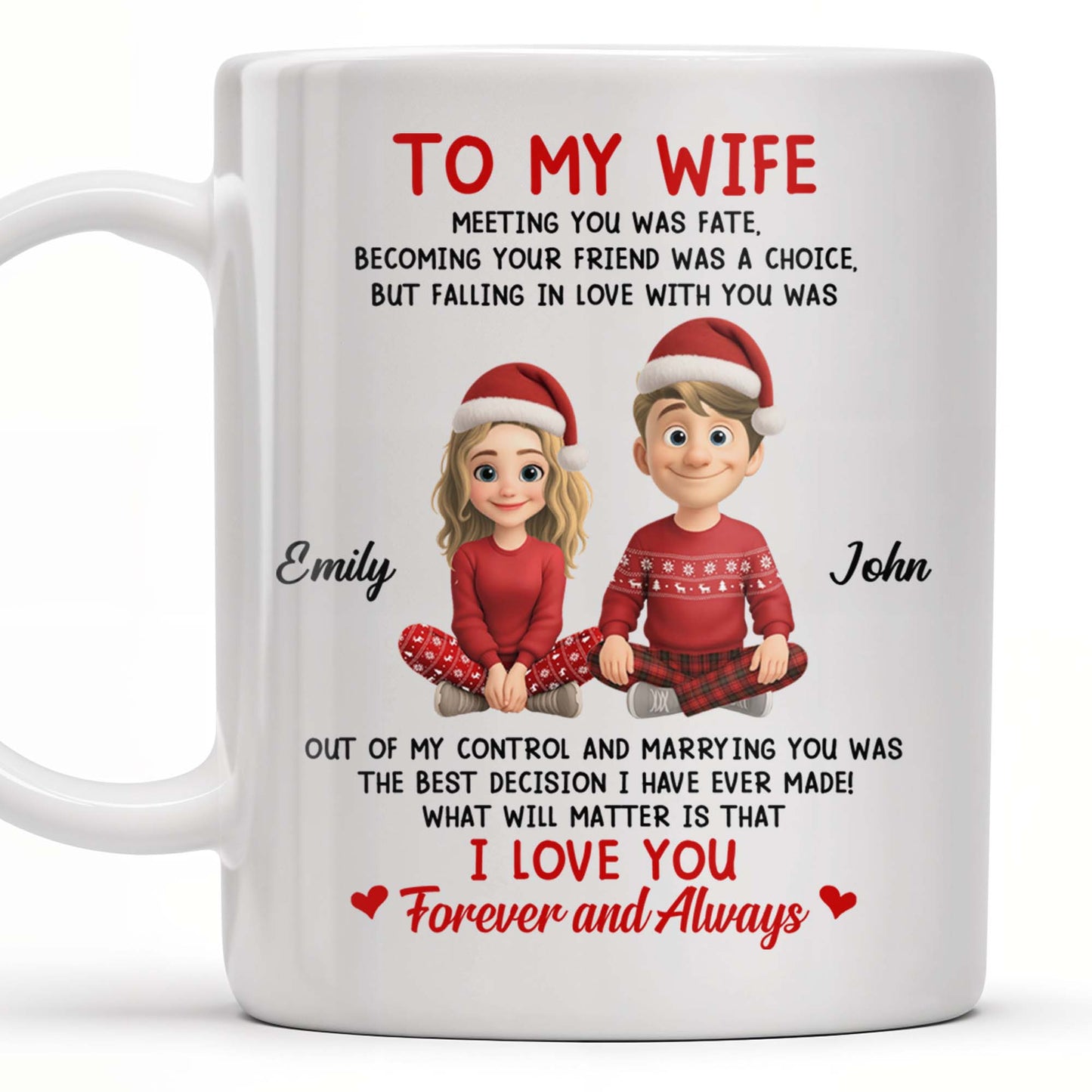 To My Wife, Meeting You Was Fate, Love Forever And Always, Cartoon Couple - Personalized Custom Coffee Mug - CPL988_MG