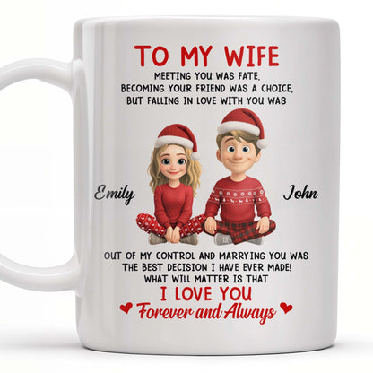 To My Wife, Meeting You Was Fate, Love Forever And Always, Cartoon Couple - Personalized Custom Coffee Mug - CPL988_MG