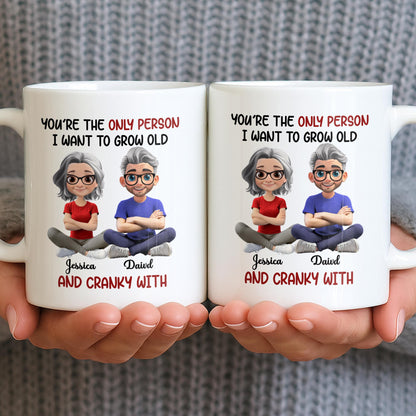 Grow Old And Cranky With, Cartoon Couple - Personalized Custom Coffee Mug - CPL990_MG
