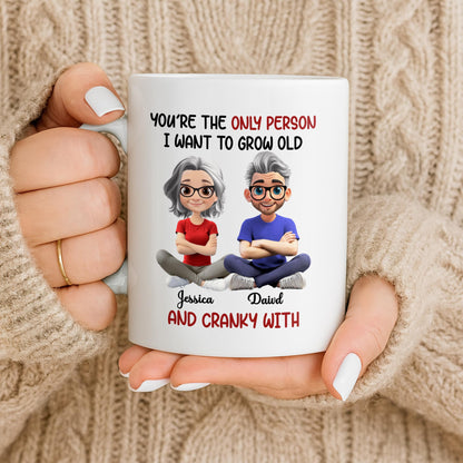 Grow Old And Cranky With, Cartoon Couple - Personalized Custom Coffee Mug - CPL990_MG