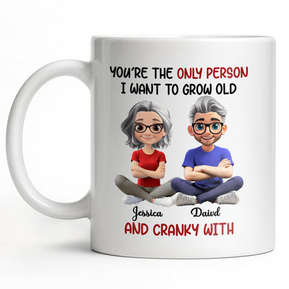 Grow Old And Cranky With, Cartoon Couple - Personalized Custom Coffee Mug - CPL990_MG