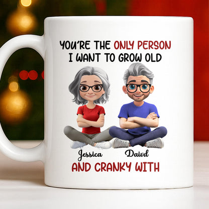 Grow Old And Cranky With, Cartoon Couple - Personalized Custom Coffee Mug - CPL990_MG