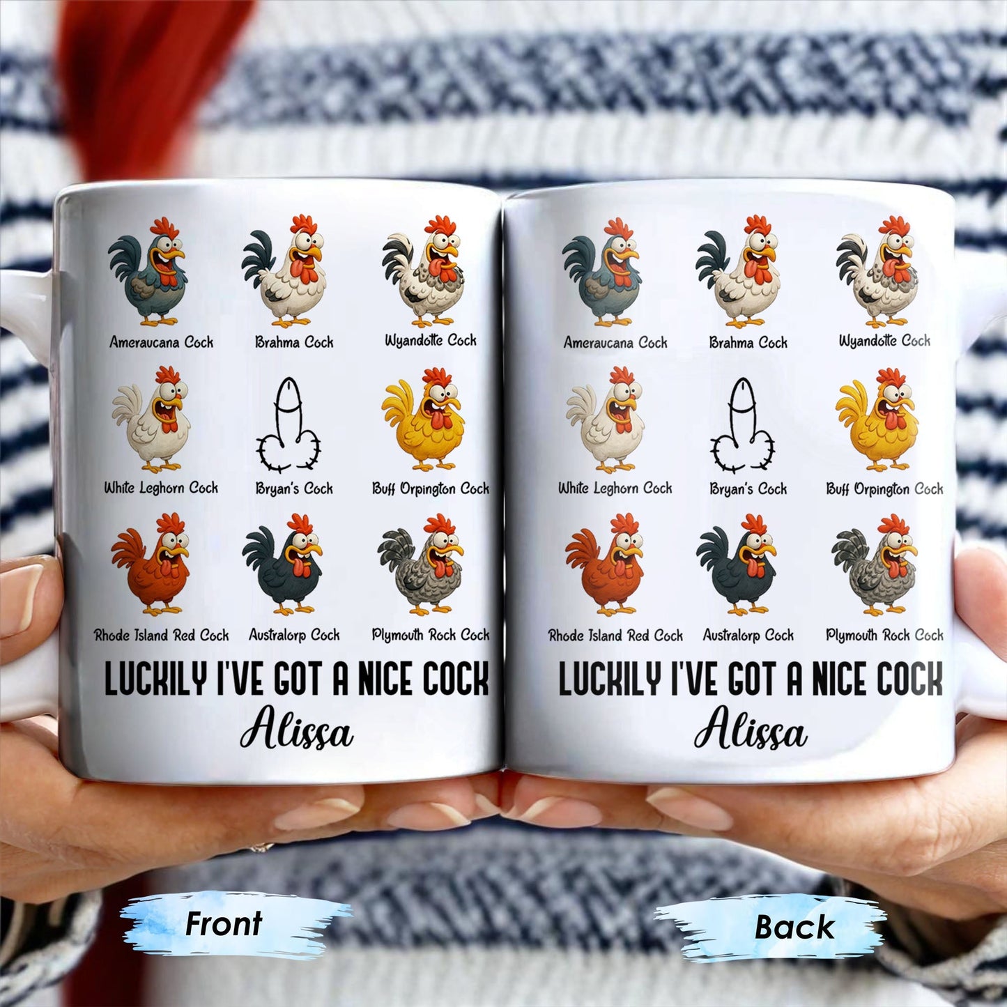 Luckily I've Got A Nice Cock Featuring Diverse Breeds Of Chickens - Personalized Custom Coffee Mug - CPL991_MG