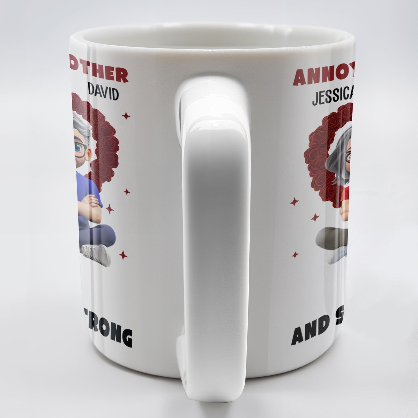 Annoying Each Other And Still Going Strong, Cartoon Couple With Hearts - Personalized Custom Coffee Mug - CPL995_MG