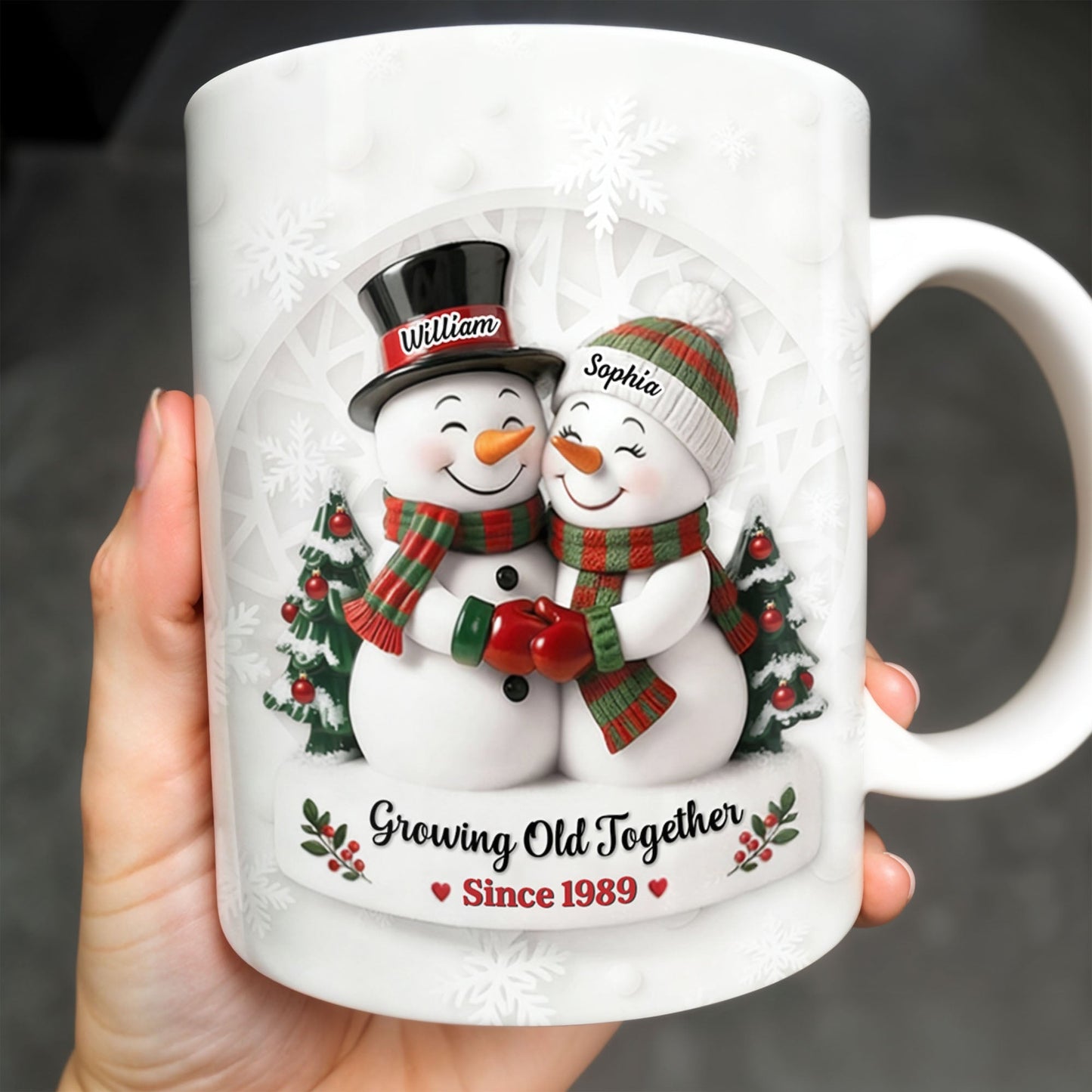 Growing Old Together Snowmen Christmas Design - Personalized Custom Coffee Mug - CPL997_MG