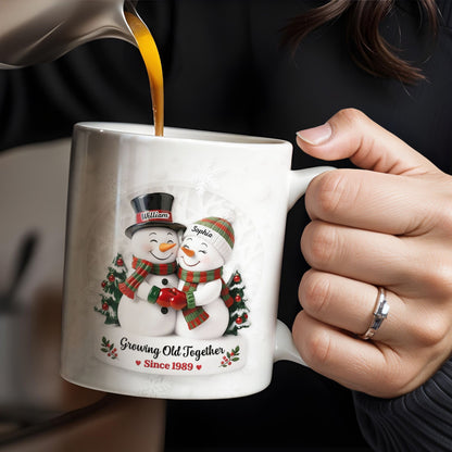Growing Old Together Snowmen Christmas Design - Personalized Custom Coffee Mug - CPL997_MG
