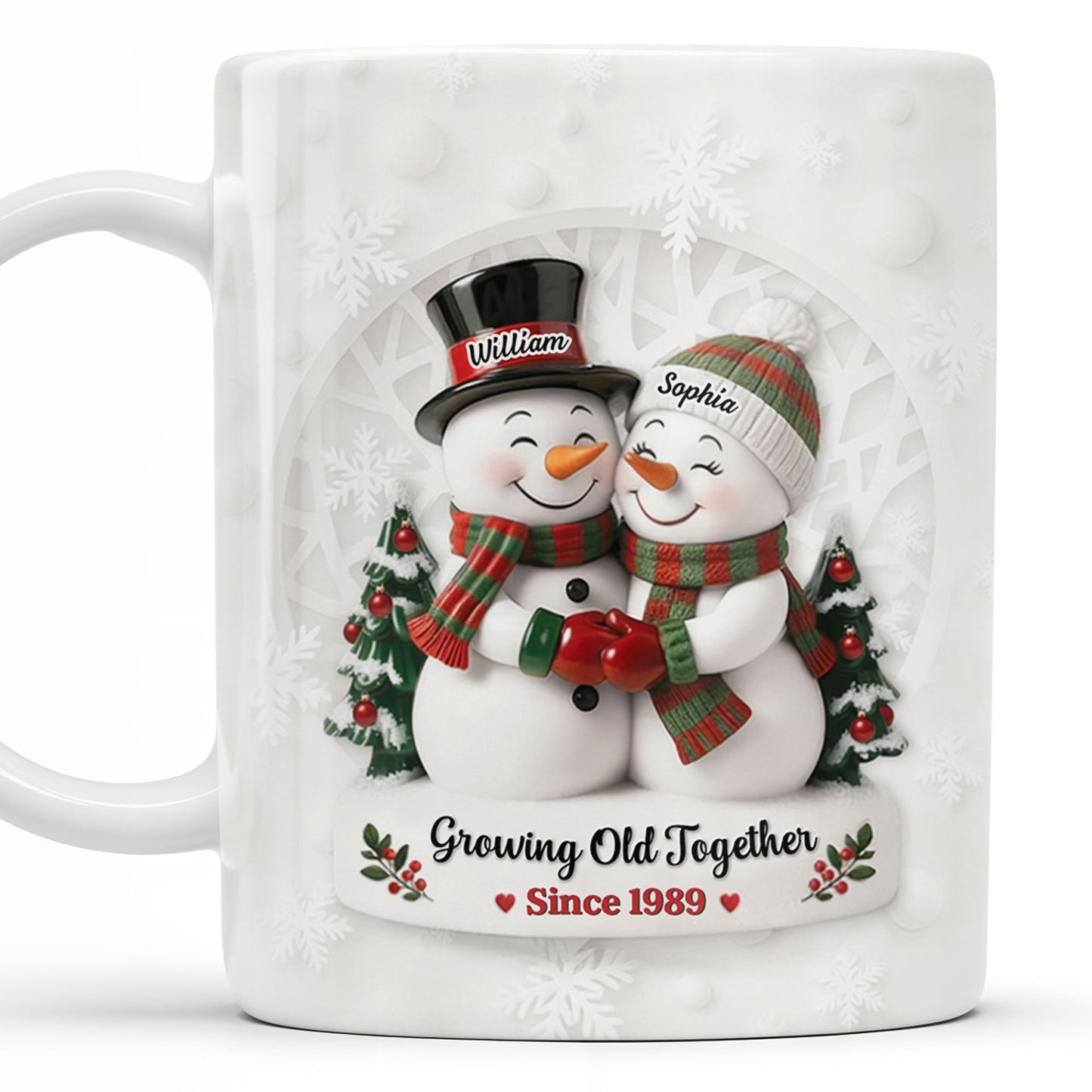 Growing Old Together Snowmen Christmas Design - Personalized Custom Coffee Mug - CPL997_MG