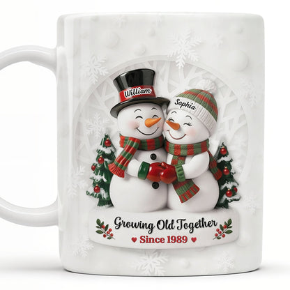 Growing Old Together Snowmen Christmas Design - Personalized Custom Coffee Mug - CPL997_MG