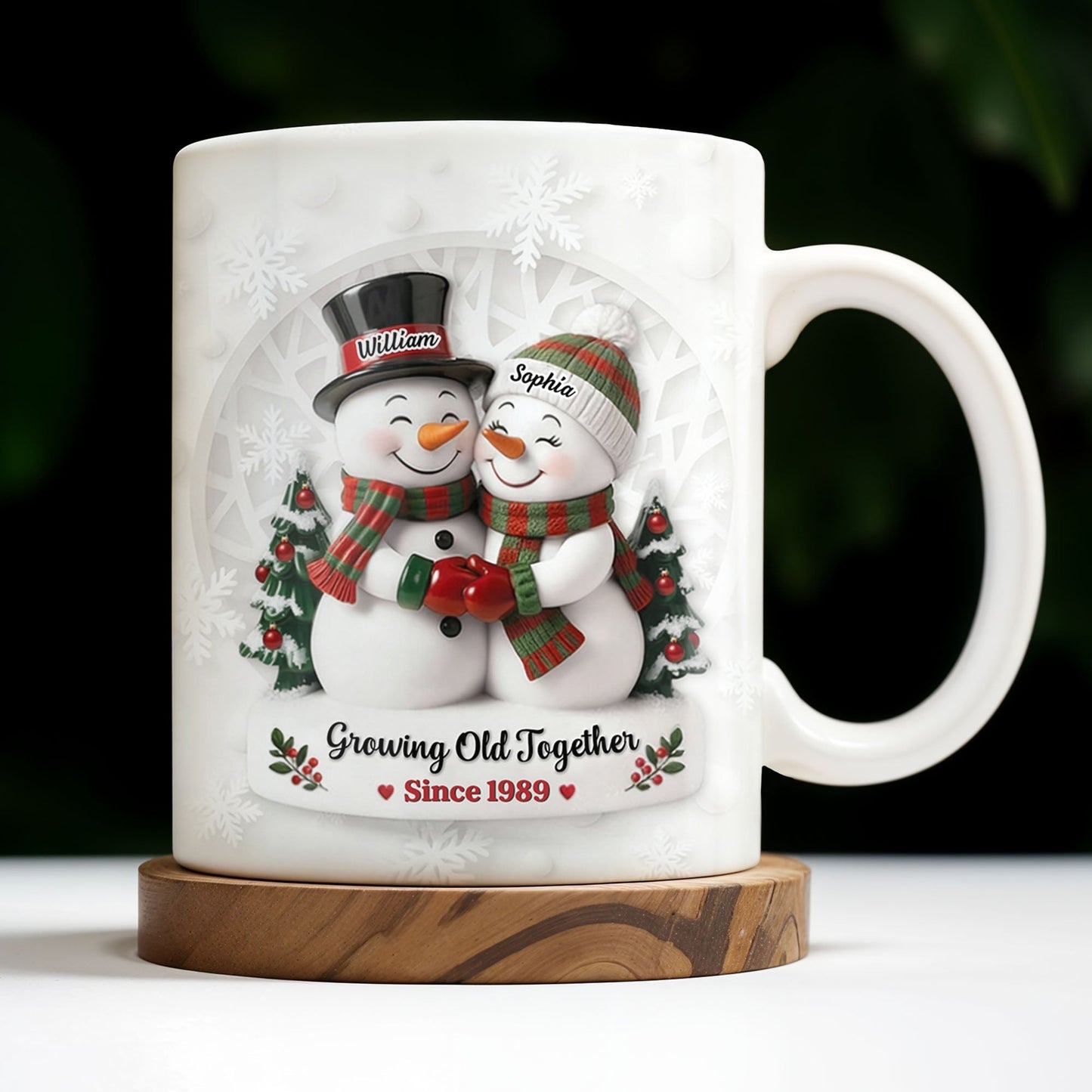 Growing Old Together Snowmen Christmas Design - Personalized Custom Coffee Mug - CPL997_MG