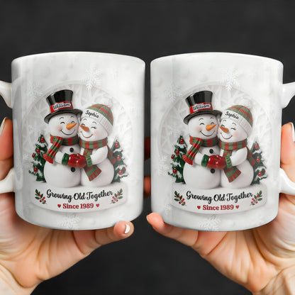 Growing Old Together Snowmen Christmas Design - Personalized Custom Coffee Mug - CPL997_MG
