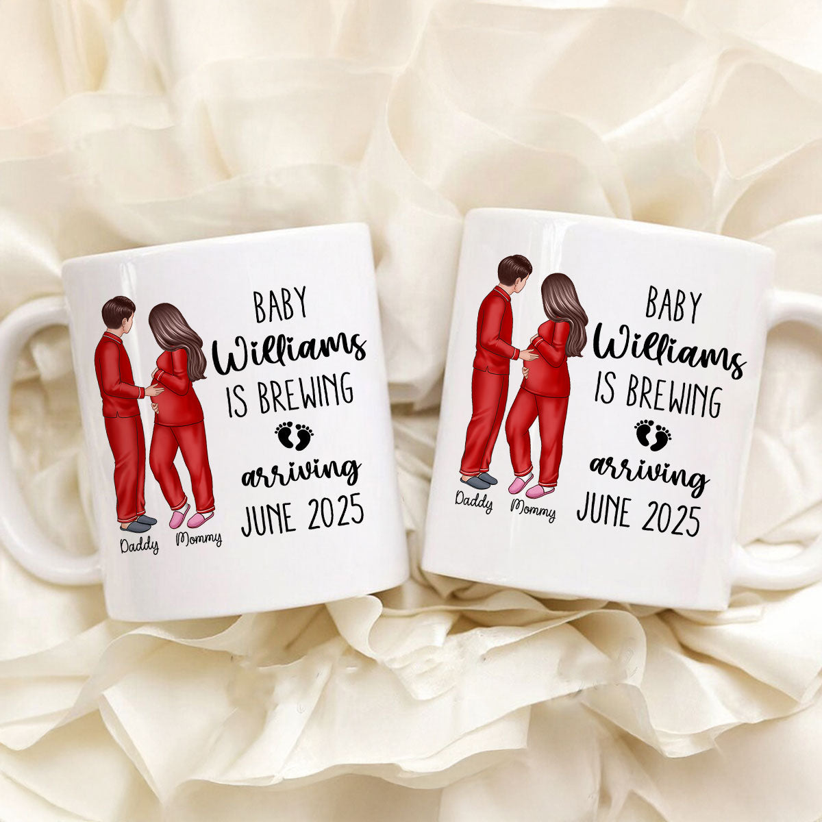 Baby Is Brewing Pregnancy Couple Personalized Mug Expecting Mom Gift, Expecting Parents Gift, Gift