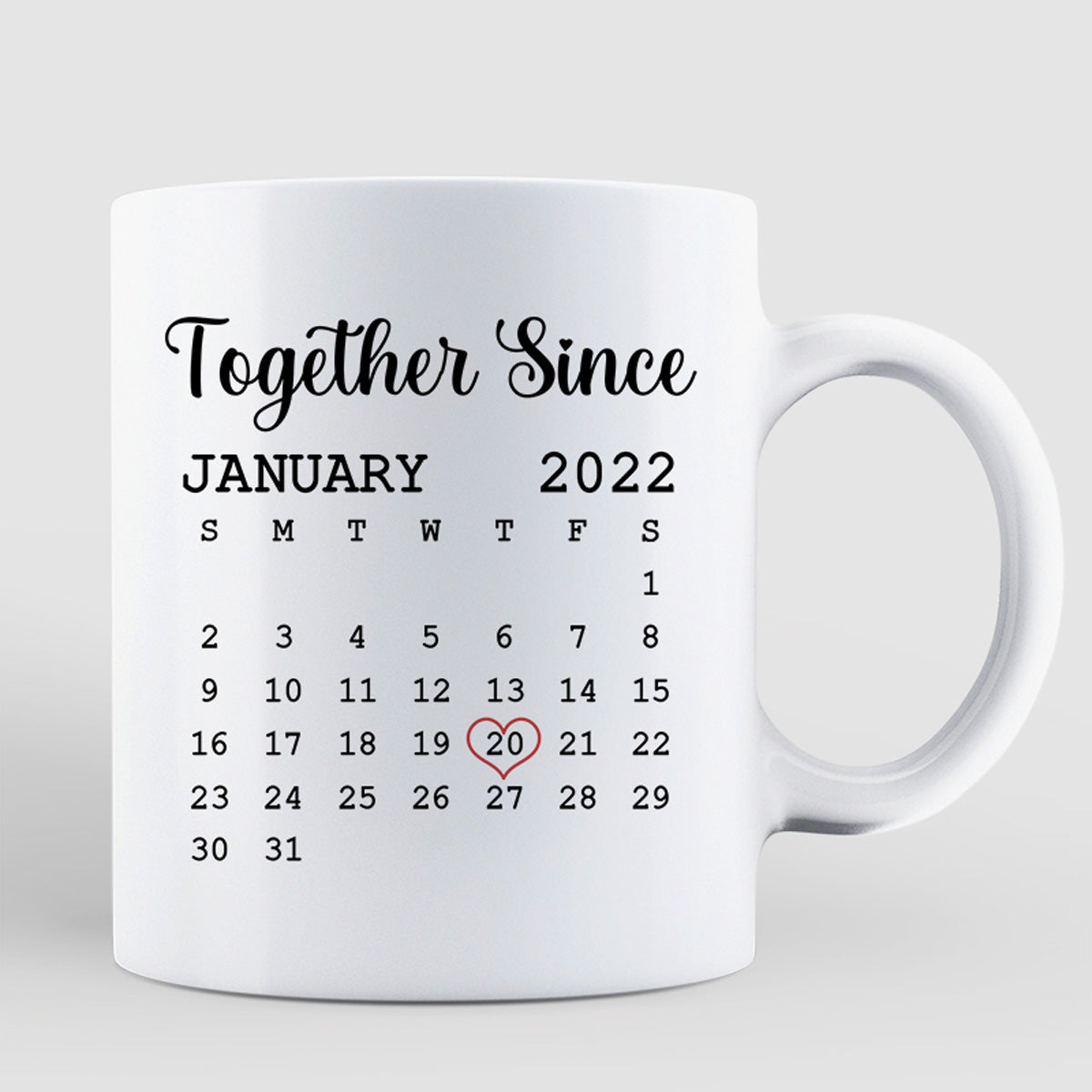 Doll Couple Sitting Anniversary Date Calendar Personalized Mug - Gift For Couple - Gift For Him - Gift For Her