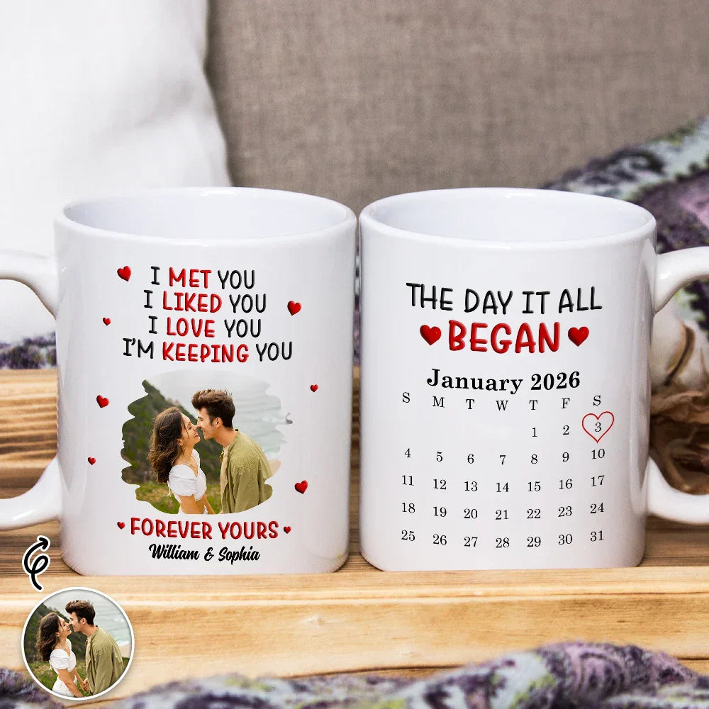 Custom Photo I Met You Liked You Love You Forever - Personalized Mug