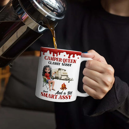 Camper Queen Classy Sassy - Personalized White Edge-to-Edge Mug