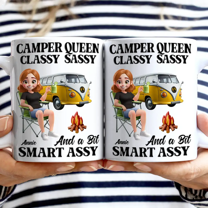 Camper Queen Classy Sassy 3D Effect - Personalized Mug