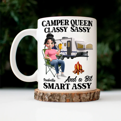 Camper Queen Classy Sassy 3D Effect - Personalized Mug