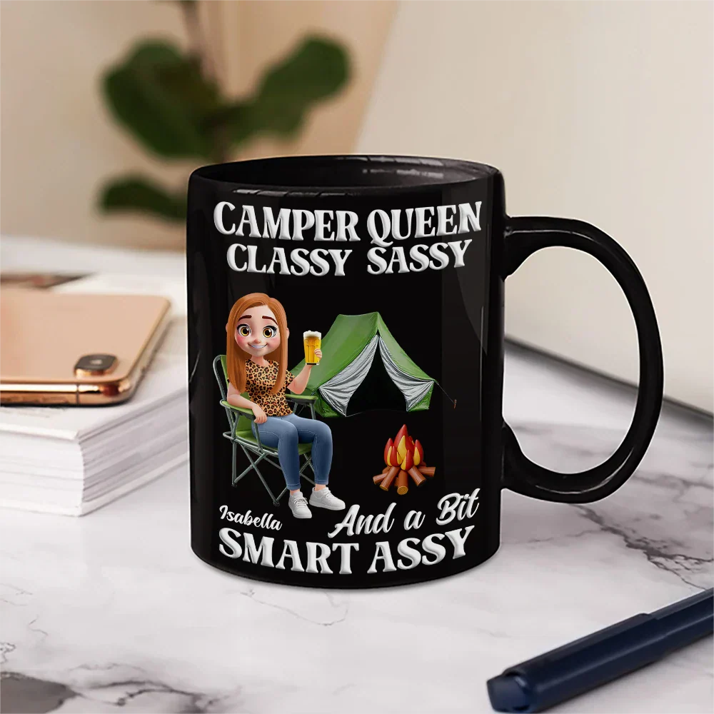Camper Queen Classy Sassy 3D Effect - Personalized Mug