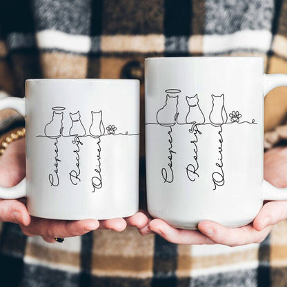 Cat Line Art Gift For Cat Lovers - Personalized Mug