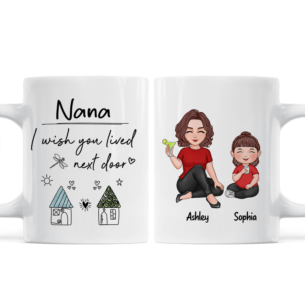 Wish You Lived Next Door Grandma & Grandkids Personalized Mug