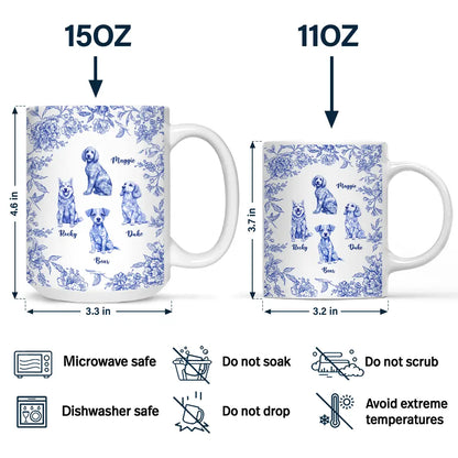 Chinoiserie Toile Dog - Personalized White Edge-to-Edge Mug