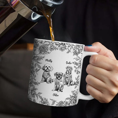 Chinoiserie Toile Dog - Personalized White Edge-to-Edge Mug