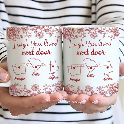 Chinoiserie Toile I Wish We Lived Closer - Personalized Mug