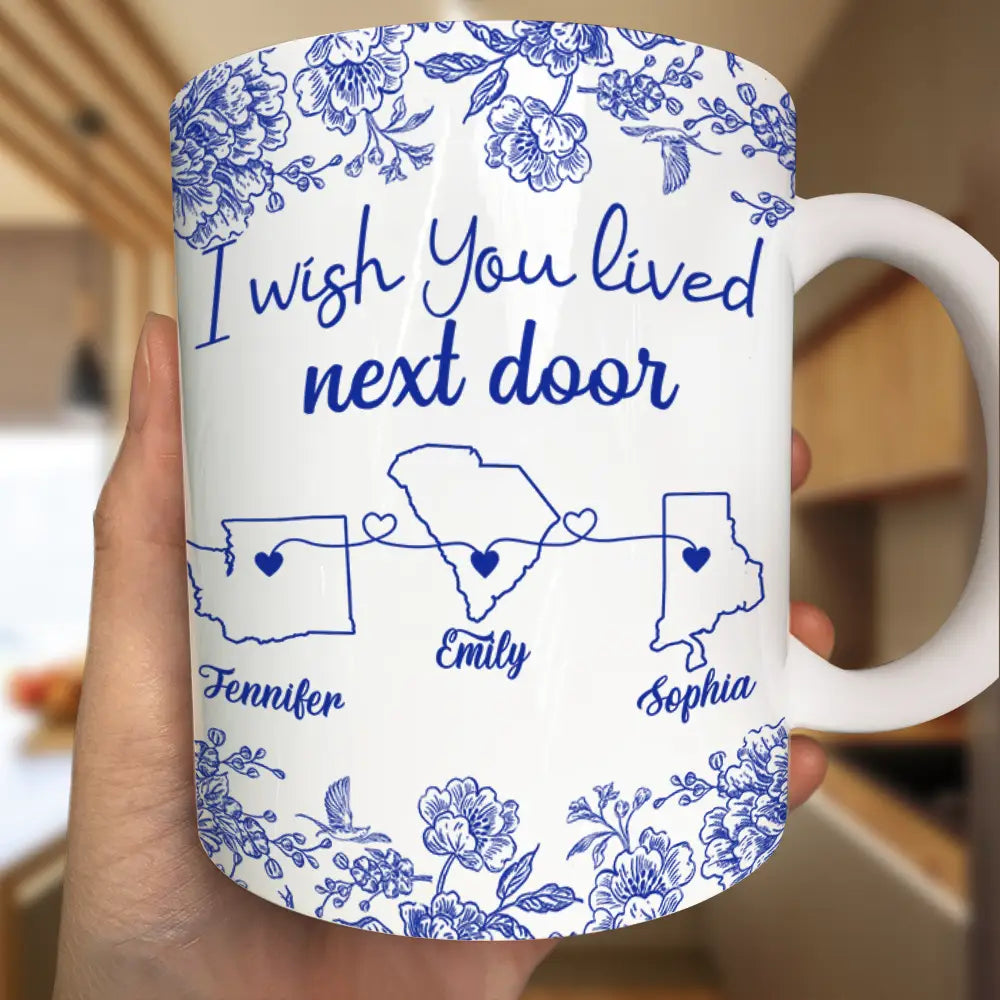 Chinoiserie Toile I Wish We Lived Closer - Personalized Mug