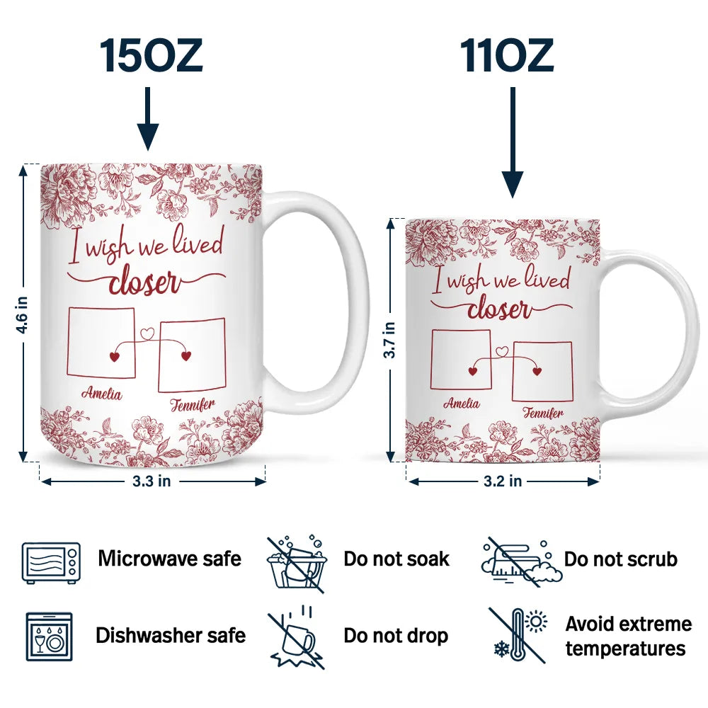 Chinoiserie Toile I Wish We Lived Closer - Personalized Mug