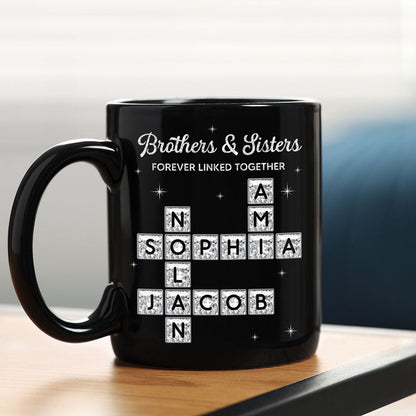 3D Shining Effect Brothers Sisters Crossword Puzzle Art - Personalized Mug - Christmas Gift For Siblings, Brothers, Sisters