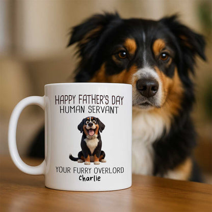 Happy Father's Day Human Servant Cartoon Funny Dogs Personalized Mug, Gift For Dog Dad