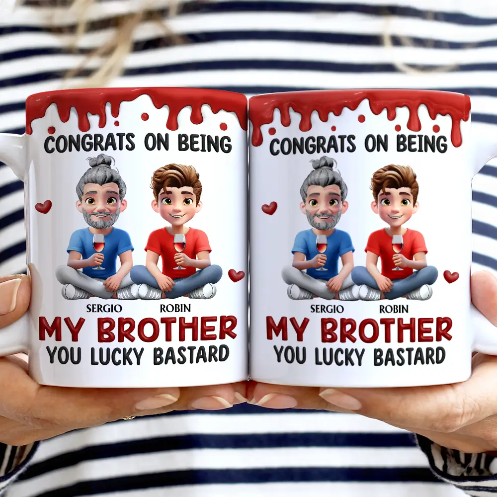Congrats On Being My Brother Sister - Personalized White Edge-to-Edge Mug