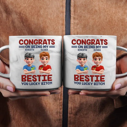 Congrats On Being My Brother Sister Bestie - Personalized Marble Mug