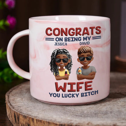 Congrats On Being My Brother Sister Bestie - Personalized Marble Mug