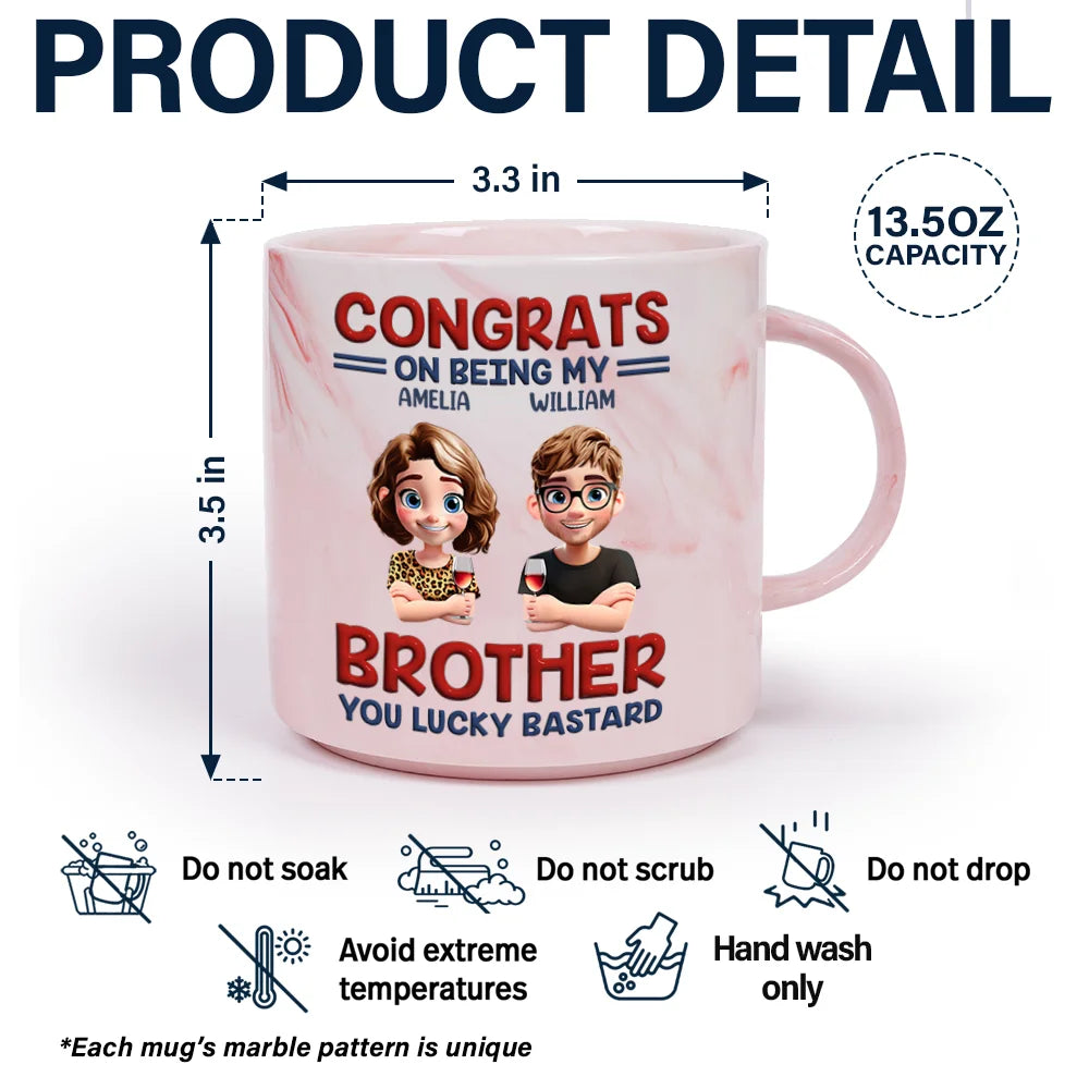 Congrats On Being My Brother Sister Bestie - Personalized Marble Mug