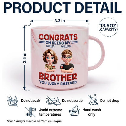 Congrats On Being My Brother Sister Bestie - Personalized Marble Mug