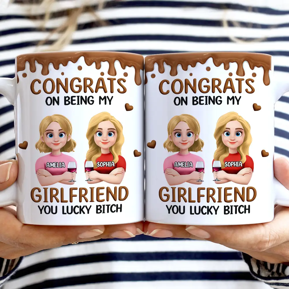 Congrats On Being My Husband 3D Effect Couple - Personalized White Edge-to-Edge Mug
