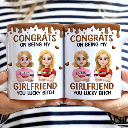 Congrats On Being My Husband 3D Effect Couple - Personalized White Edge-to-Edge Mug