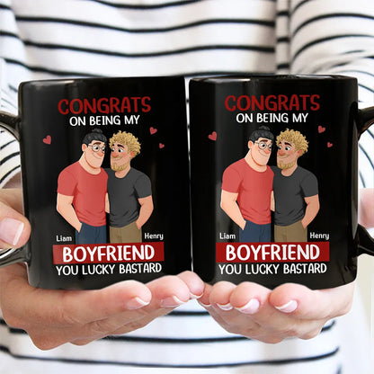 Congrats On Being My Husband Animate Hugging Couple - Personalized Mug