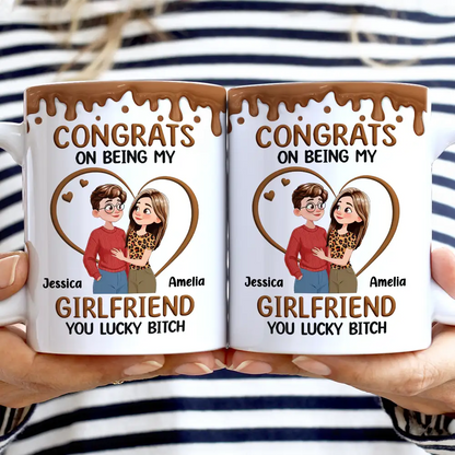Congrats On Being My Husband Animate Hugging Couple - Personalized White Edge-to-Edge Mug