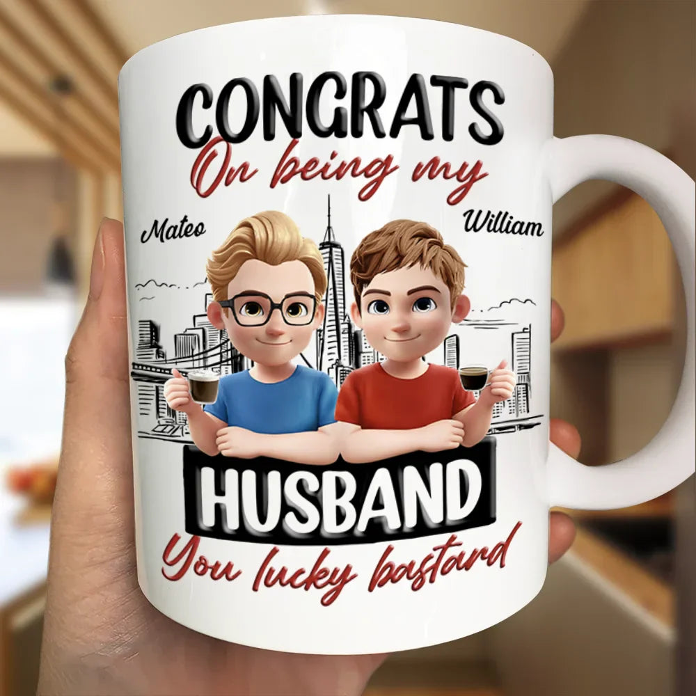 Congrats On Being My Husband Wife 3D Effect Couple - Personalized Mug