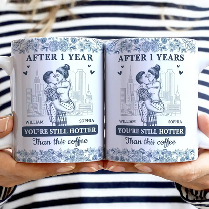Couple Hotter Than This Coffee Toile De Jouy Pattern - Personalized White Edge-to-Edge Mug