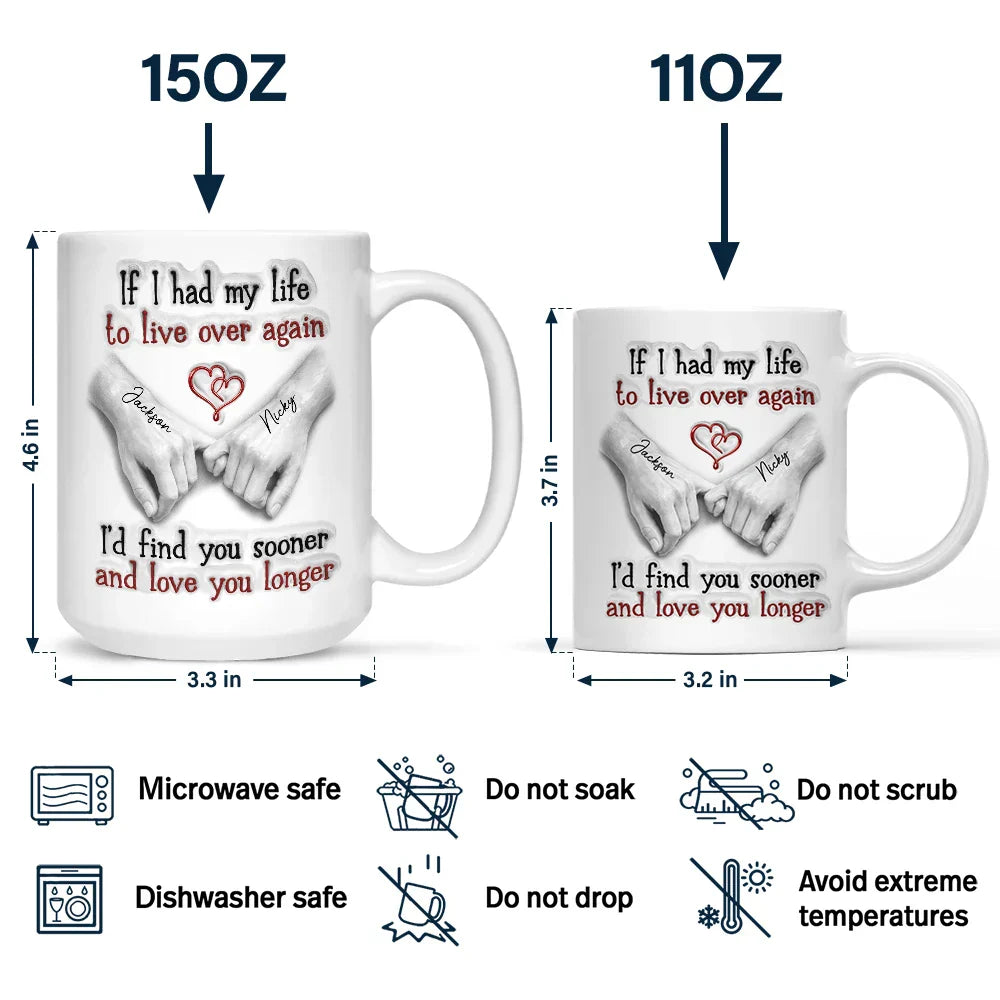Couple I'd Find You Sooner And Love You Longer 3D Inflated Effect - Personalized White Edge-to-Edge Mug