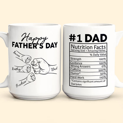 Custom Name Dad Nutrition Facts Hand Bump Happy Father's Day - Personalized Mug