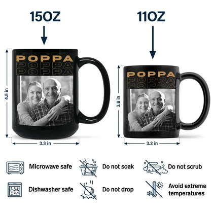 Custom Photo B&W Daddy Grandpa - Personalized Black Mug