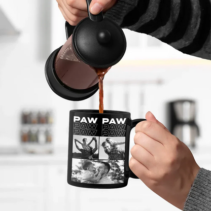 Custom Photo B&W Daddy Grandpa - Personalized Black Mug